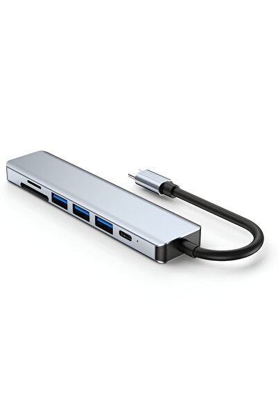 Abbruch Macbook Pro Air Uyumlu 7in1 Type-c 7 Port Çevirici Hub Hdmi Sd Kart Usb 3.0 PD Type-c Dönüştürücü
