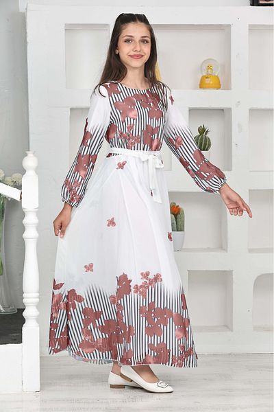 Asortix Young Girl Chiffon Fabric Cotton Lined Long Hijab Dress