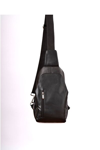 CüzCan Унісекс чорна сумка через плече з натуральної шкіри - сумка на плече і груди, з USB-виходом