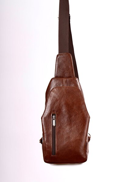 CüzCan Унісекс коричнева сумка з натуральної шкіри через плече - сумка на плече і груди, з USB-виходом