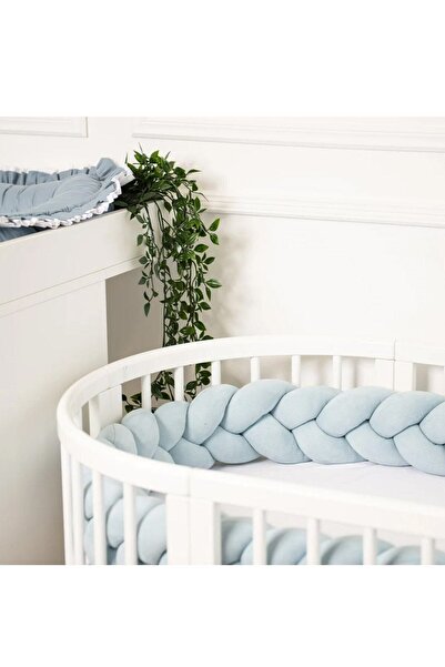 Jaju Baby واقي سرير محبوك باللون الأزرق الفاتح مقاس 80x130 3 بتصميم خاص