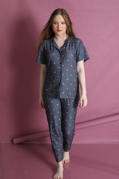 FAMES PİJAMA Γυναικείο Σετ Πυτζάμες Lycra με κουμπιά