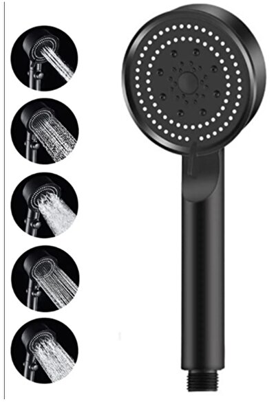 Kitchen Beauty 5 Fonksiyonlu Duş Başlığı Ve Siyah Duş Hortumu 150 Cm Set