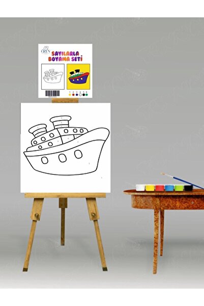tuvval Sayılarla Boyama Seti Gemi? 20x20 Çocuk Sayılarla Boyama Hobi Tuval