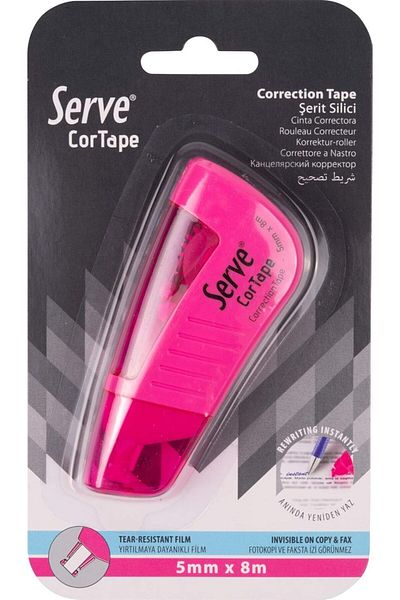 LECH STORE Lech Cortape 5 mm*8Mt Highlighter Pink Eraser Strip - Single Blister Store New282146