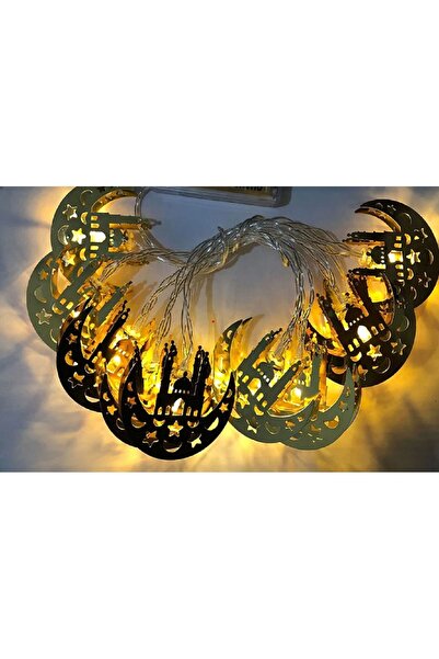 ENASHOP Ay Yıldızlı Dekorasyonlu Mübarek Ramazan Bayramı Temalı LED Işık Feneri