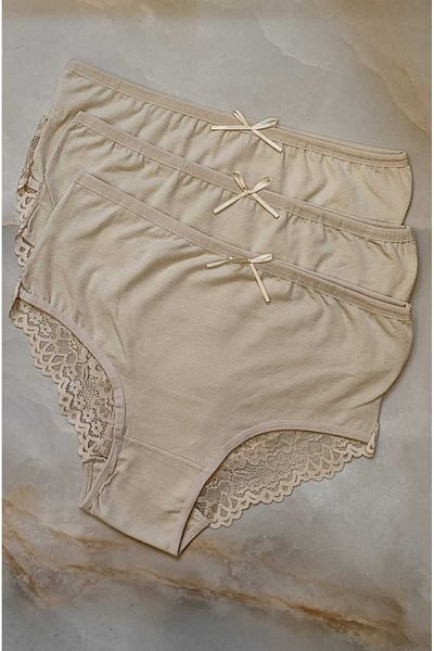 AVESŞENER High Waist Lace Women's Bato Panties - 3-Piece Plus Size Slip Set