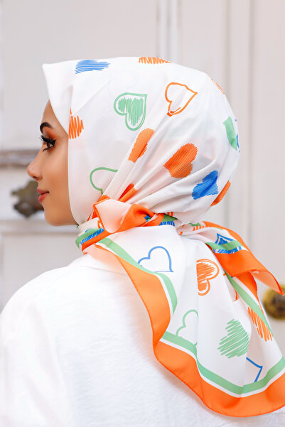 KUQOS Kalp Desenli Eşarp Turuncu