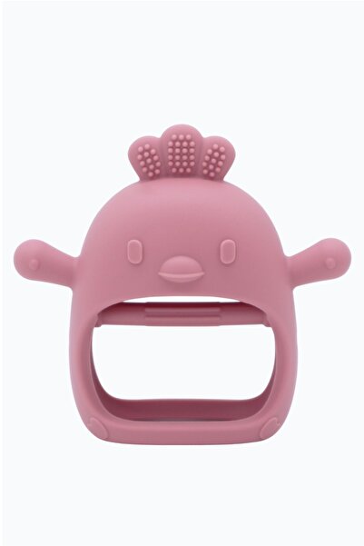 Kiwi Chicken Bebek Diş Kaşıyıcı Emzik Uçlu Eldiven Şeklinde Oyuncak Dişlik, Dark Pink Renk