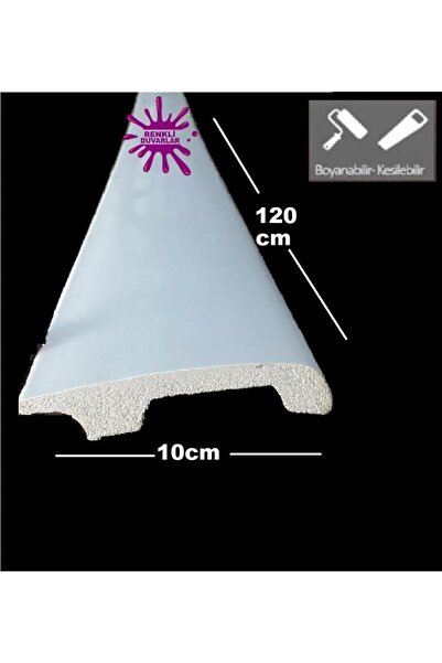 Renkli Duvarlar 10cmx120cm Beyaz İCON PVC Çıta Parke Süpürgelik Kenar Çıtalama Dekoratif Ev Süpürgelik 1 Boy 120cm