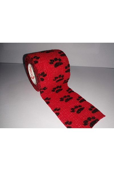 Octamed Octacare Paw Patterned Self Adhesive Bandage 7.5x4.5 Red
