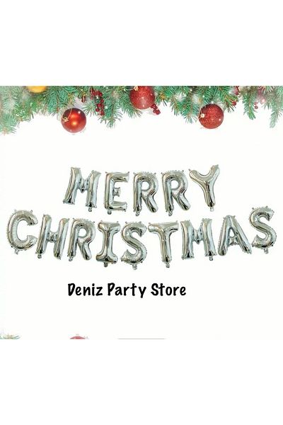 Deniz Party Store New Year Merry Christmas Silver Foil Balloon Set Each Letter Is Approximately 36-40 Cm.