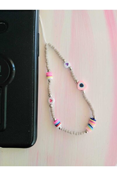 nasclaycollection Gray Heart Patterned Bag Wallet Charm - Phone Accessory