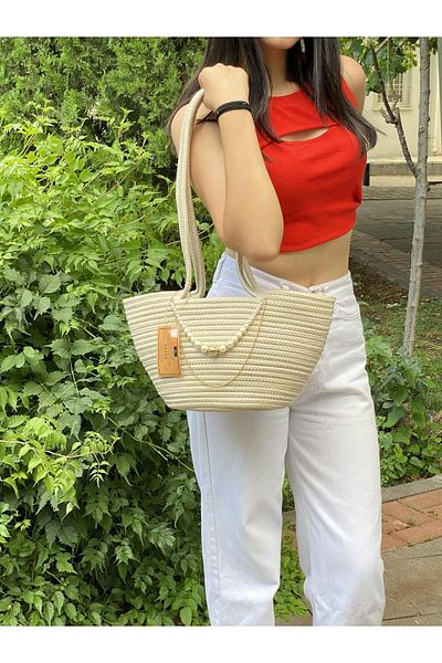 ModaCardin Τσάντα παραλίας και ώμου - Τσάντα χειρός Jute Straw Look