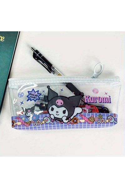 SYNOPE Transparent School Prep Supplies - Cute Pencil Case and Stationery Pen Holder