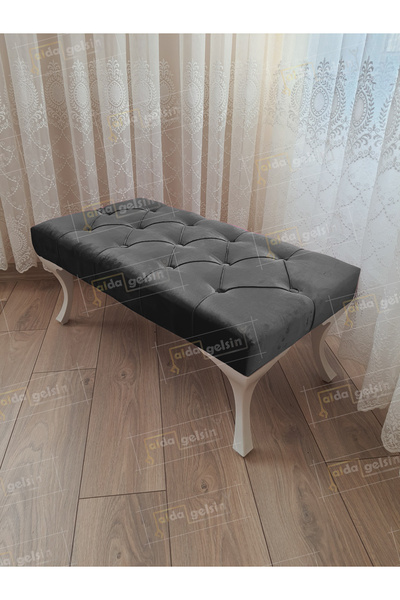 aldagelsin Kapitoneli Ayak Ucu Kapı Önü Antre Bench Puf Beyaz Ayak (100*45)
