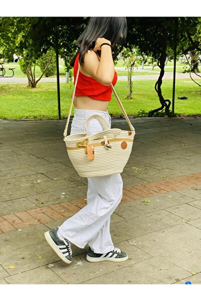 ModaCardin Пляжна сумка та сумка через плече - сумка ручної роботи з джутового плетіння