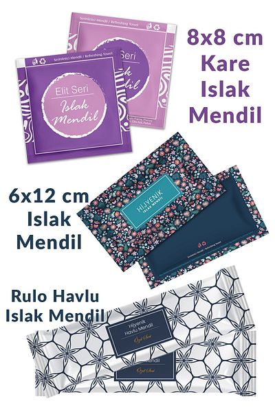 Balkan Disposable Wet Wipes - 6x12cm 25 Pieces v 8x8cm 25 Pieces v Roll Towel Wipes 25 Pieces (Total 75 Pieces)