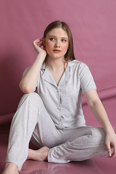 FAMES PİJAMA Buttoned Comfortable Summer Pajama Set