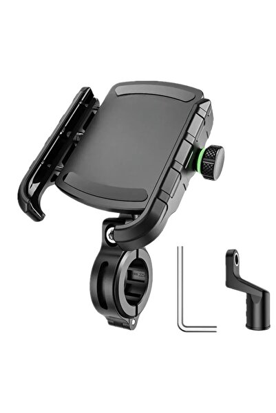 Asfal Gidon ve Ayna Bağlantılı Motosiklet Telefon Tutucu 2 in 1 Bisiklet ve A...