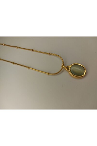 Romea قلادة من الفولاذ المقاوم للصدأ بسلسلة دوريكا مرصعة باللون الكاكي باللون...