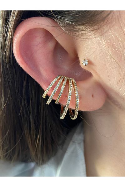Pinery Jewels Zircon Stone Detailed 5 Row Cartilage Women's Earcuff