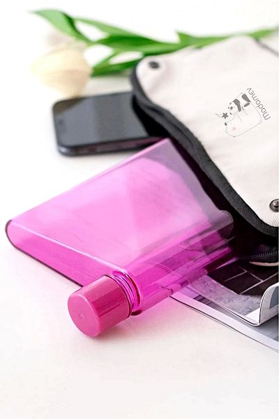 Madamev A5 Water Bottle - Transparent Pruple Bottle Motivation, Portable Sports Water Bottle, 350ml Notebook