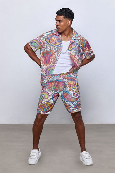Dear Deer Carnaval Linen Shirt Shorts Set