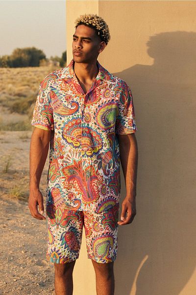 Dear Deer Carnaval Linen Shirt Shorts Set