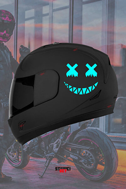 STİCKERCI BEY X X DİŞLİ GÜLEN YÜZ ARMA KASK MOTOR ARAÇ KAPLAMA SETİ ARKSESUAR...