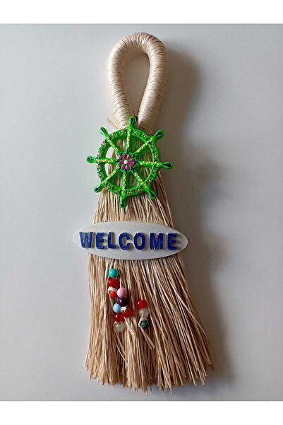 AKIN AKSESUAR HEDİYELİK Dümen Welcome Мітла Модель Плетена Рафія - Тераса, Са...