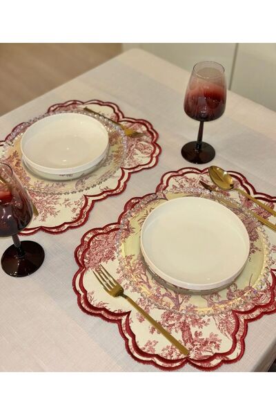 Home Nakışlı Kırmızı Vintage Amerikan Servis