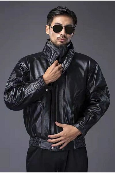 NYC GİYİM TEKSTİL Bomber jacket genuine leather ultra dominant collar
