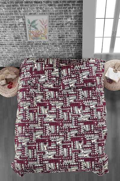 Home&Bath Double Black Claret Red White Duvet Cover Set - 100% Cotton - Viracocha