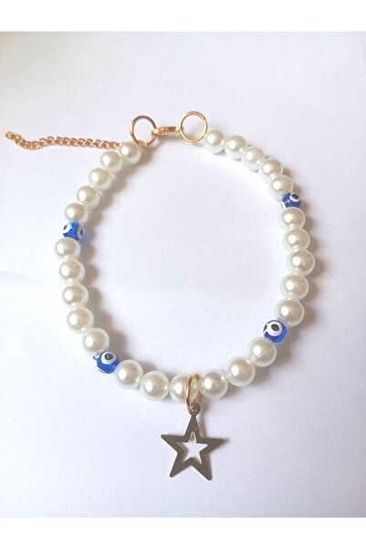 Loyal Friend Store kedi tasma kolye incili nazarboncuklu ve yıldızlı ayar zin...