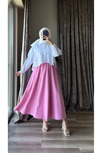 MISEY BOUTIQUE KREP BELİ LASTİKLİ KLOŞ ETEK