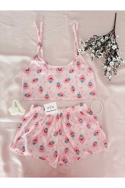 MH Moony Homewears Комплект къси пижами Soft Fraises Souriantes