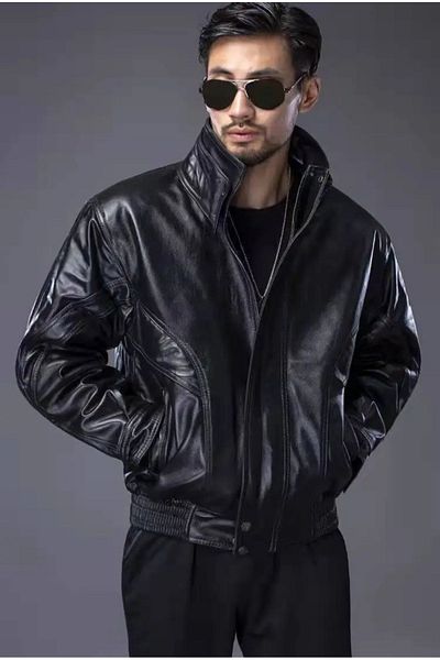 NYC GİYİM TEKSTİL Bomber jacket genuine leather ultra dominant collar