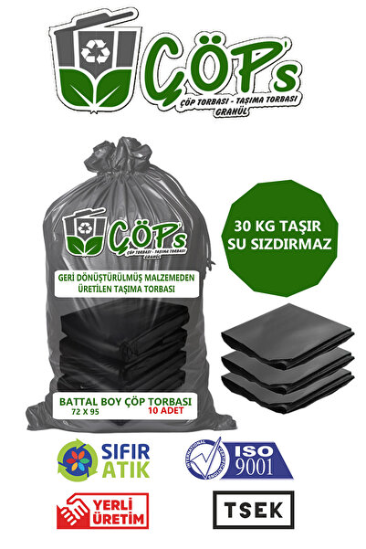 Kayasakal Taşınma Ve Nakliye Battal Boy Kalın Siyah Dökme Çöp Poşeti (72X95) 10 Adet