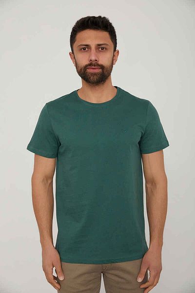 Cazador Men's Dark Green T-Shirt - 100% Cotton, Crew Neck, Short Sleeve, Straight Fit 4623 Hunter