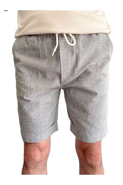 Enoteks Men's Shorts - Cotton, Linen, Elastic Waist and Laces, Brown