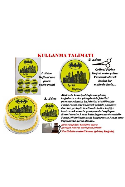 Pasta9 Yenilebilir Pasta Resmi Şimşek Meccuen Pirinç Kağıdından 6-8-10 Kişilik Pastaya Uygun 16 Cm