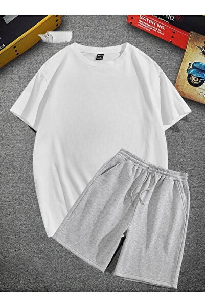 PAWWY Set tricou alb și pantaloni scurți negri