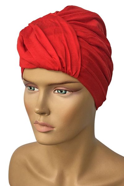 Vera Boneta cu turban gata înfășurată cu bandă roșie din bumbac pieptănat Boneta exterioară islamică pentru femei