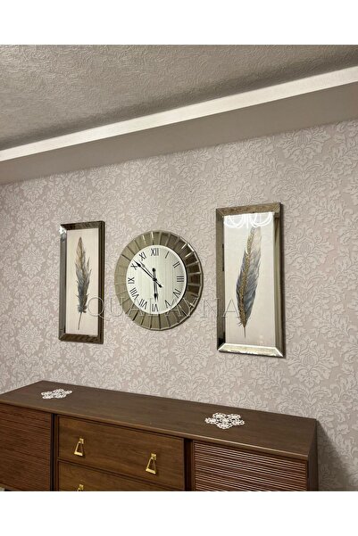 QUAL 3’lü Çizgi Saat ve 40*90 cm Tablo Seti