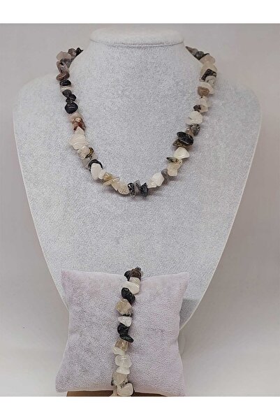 Yasamtohumu Рутиловий кварцовий камінь - Набір великих намист і браслетів (Ан...