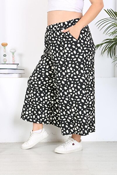 EMEZ Round Patterned Black Skirt Trousers