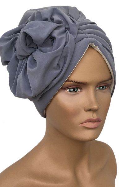 Vera Bonnet Ready Turban Stylish Floral Stitched Lined Gray