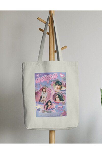 redame Aespa Kpop Y2K Retro Bez Çanta Tote Bag