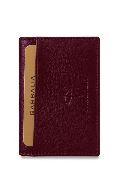 Garbalia Genuine Leather Minimal Claret Red Money Portfolio - Handmade